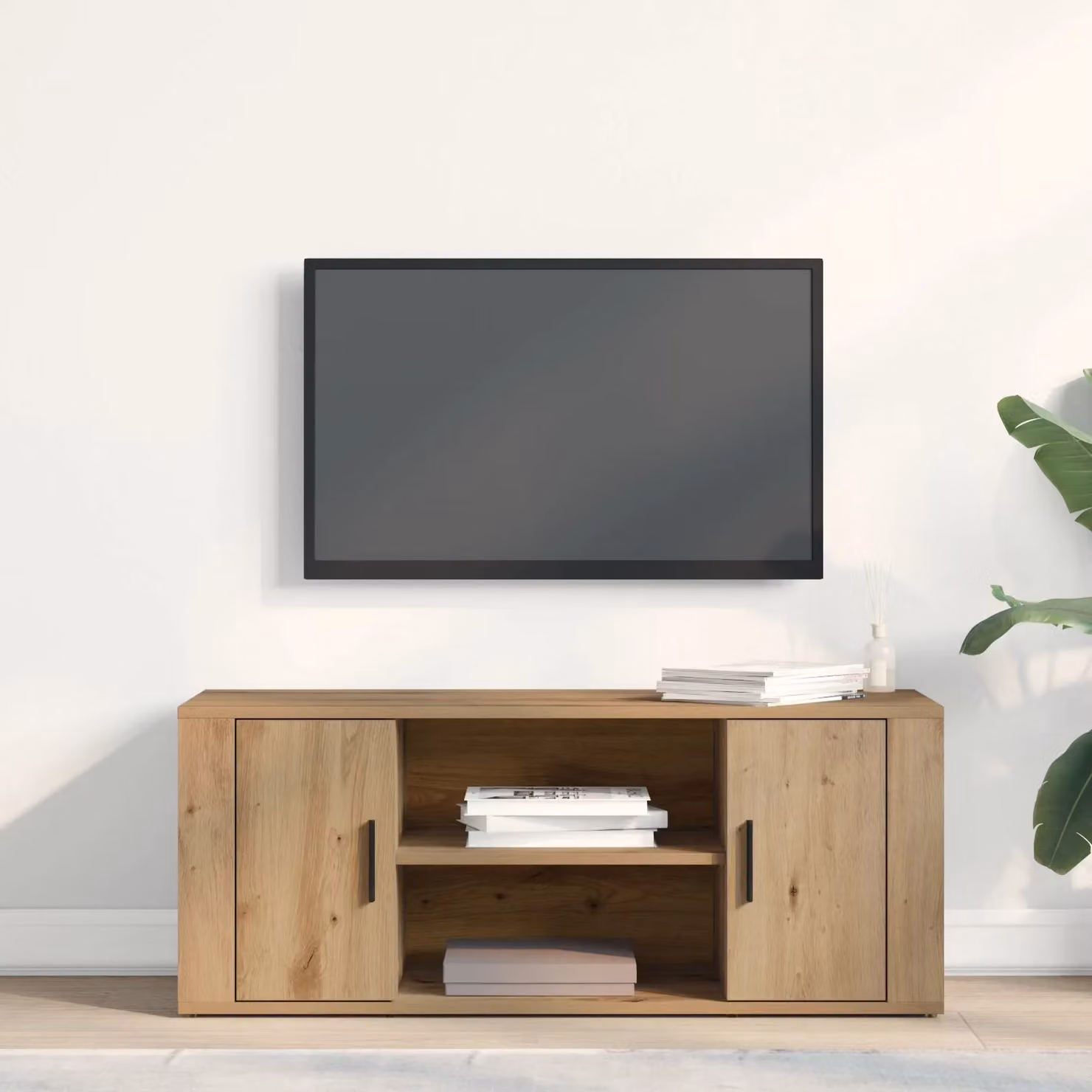 Berkfield Home Artisan Oak TV Cabinet in Brown, W/D/H: 100 x 35 x 40 cm – 3