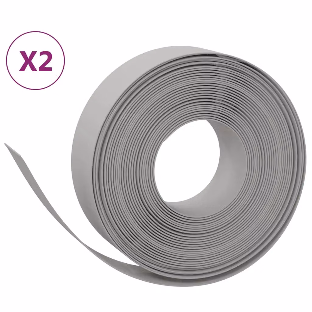 Berkfield Grey Polyethylene Garden Edging, 2 Pack, 10 m Length – 2
