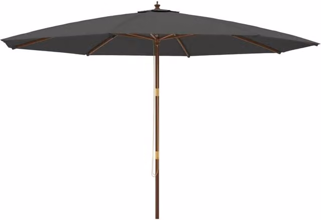 Berkfield Home Garden Parasol with Wooden Pole in Anthracite Grey, W: 400 cm, H: 273 cm