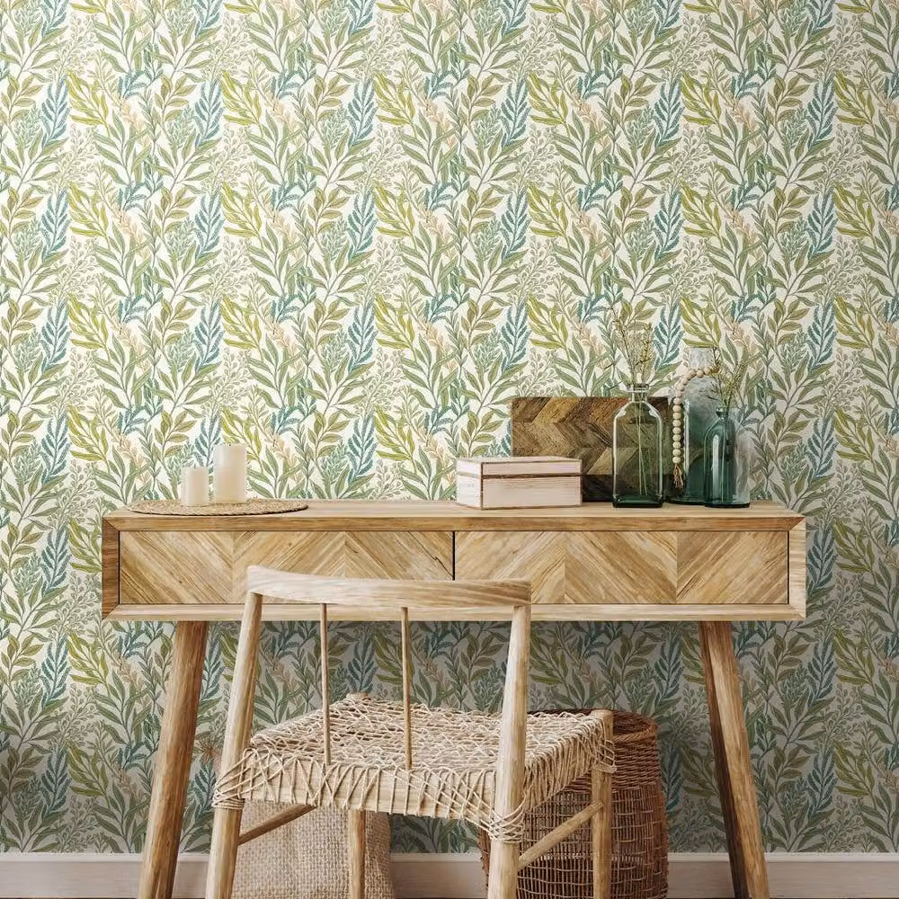 Hoopla Walls Verdant Leaves Sage & Willow Green Botanical Floral Wallpaper 10m Roll – 2