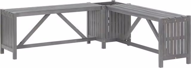 Berkfield Home Garden Corner Bench with Planter in Grey Solid Acacia Wood, Width: 117 cm – 1