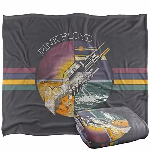 LOGOVISION Pink Floyd Welcome To The Machine Super Soft Fleece Throw Blanket in White, W/D/H: 152 x 127 cm – 1