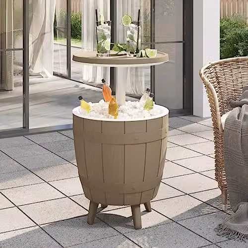 vidaXL 3-in-1 Ice Cooler Table in Brown Polypropylene, W/D/H: 82 x 48 x 48 cm – 2