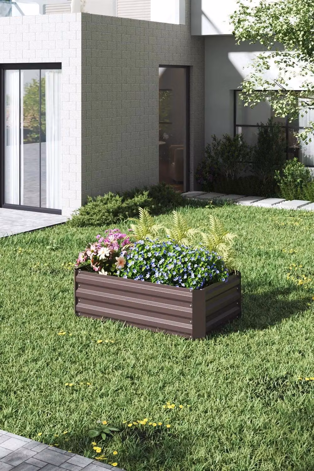 Garden Sanctuary Galvanised Steel Raised Garden Bed Planter Box, Brown, W/D/H: 60 x 30 x 60 cm – 2