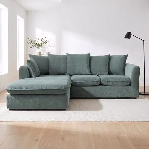 Abakus Direct Lucas Right Facing Corner Sofa in Green Velvet Chenille – 3