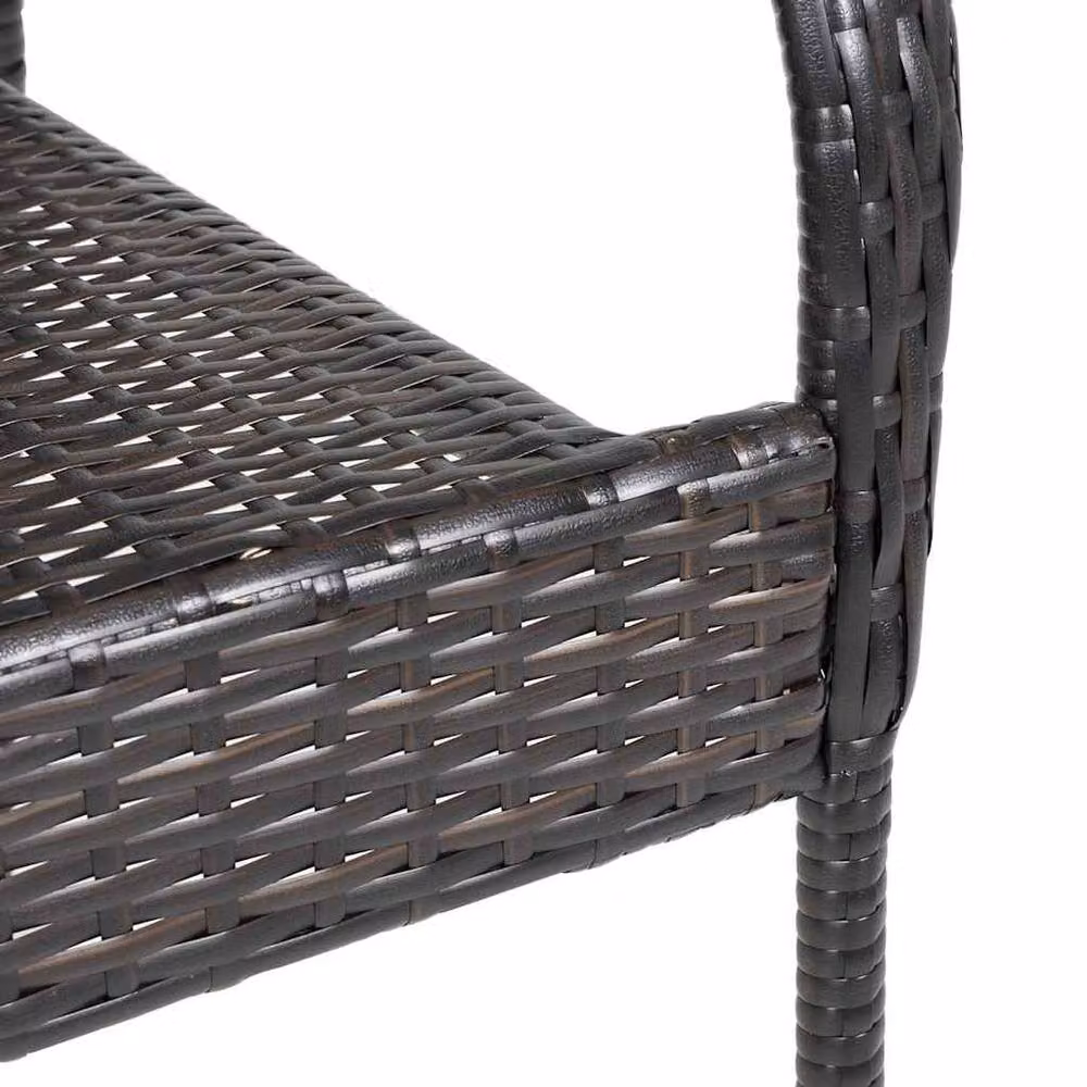 Berkfield Home Stackable Outdoor Chairs, 2 Piece Set in Brown Poly Rattan with Powder Coated Steel Frame, W/D/H: 53.5 x 55.5 x 95 cm – 6