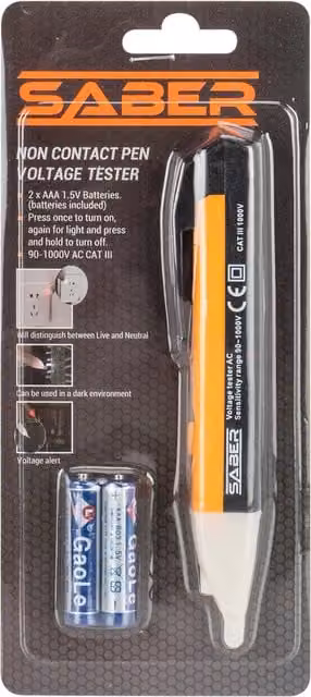 Saber Non Contact Pen Voltage Tester, Yellow