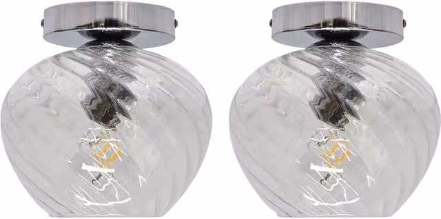 First Choice Lighting Set of 2 Bradson Chrome Ceiling Lights with Transparent Glass – 1