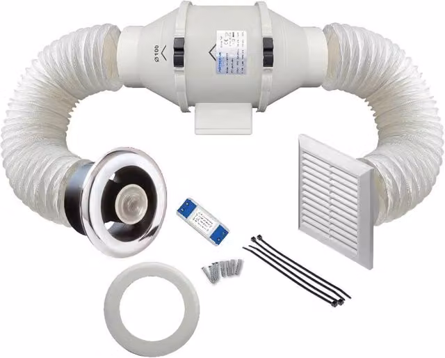 Havendro Powerful Inline Bathroom Shower Fan Kit with Timer, 100mm, White