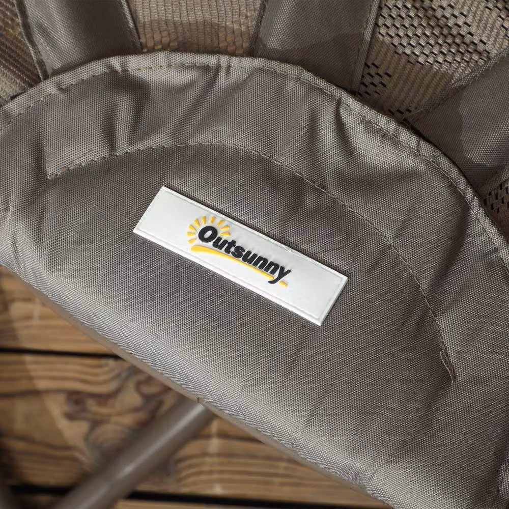 Matteo Swivel Padded Egg Lounge Chair with Foldable Metal Frame in Sand Brown – 6