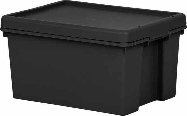 Wham 16L Heavy Duty Stackable Storage Box with Lid, Black, W/D/H: 38.5 x 29 x 21.5 cm