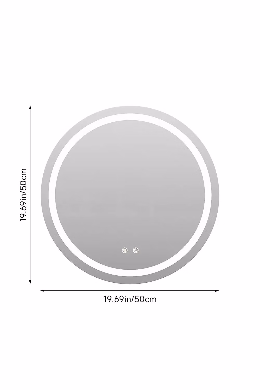 Living and Home Round LED Bathroom Mirror in Silver with Anti-fog and Dimmable Touch Control – 6