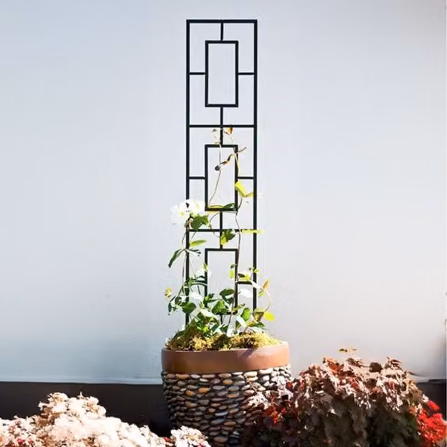 Primrose Rectangular Metal Plant Trellis Support in Black