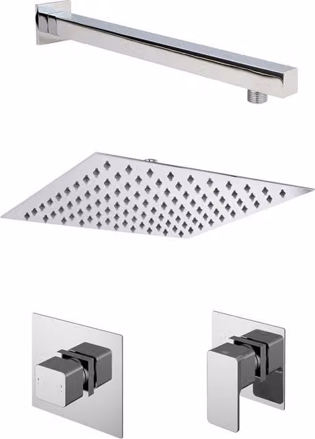 Balterley Concealed 1 Outlet Shower Bundle with Thermostat, Safety Stop and Chrome Arm Head in Silver