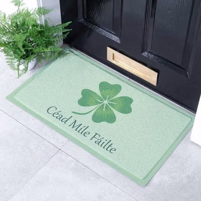 Artsy Mats Cead Mile Failte Indoor/Outdoor Doormat, Light Green, W/D/H: 70 x 40 cm