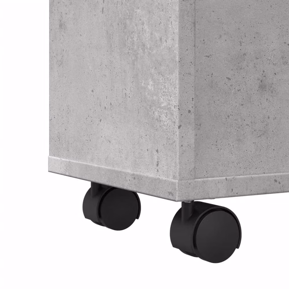 Berkfield Home Narrow Bathroom Cabinet with Wheels in Concrete Grey Engineered Wood, W/D/H: 23.0 x 33.0 x 65.0 cm – 2