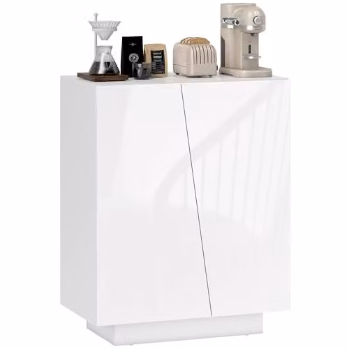 HOMCOM Modern High Gloss Wooden Storage Cabinet in White, W/D/H: 70 x 40 x 88 cm – 1