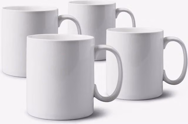 WM Bartleet & Sons Set of 4 White Porcelain Extra Large Mugs, 1.2 Pint Each – 1