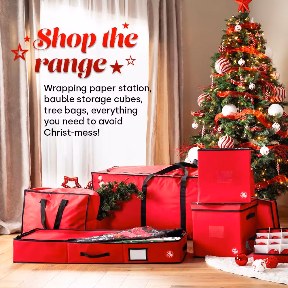 Christmas Village 7ft Premium Christmas Tree Storage Bag with Handles in Red and Grey – 6