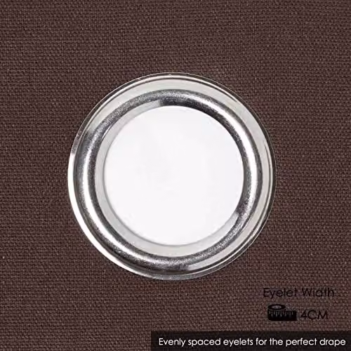 HOMESCAPES Plain Chocolate Brown Eyelet Curtain Pair, Width: 137 cm, Drop: 228 cm – 3