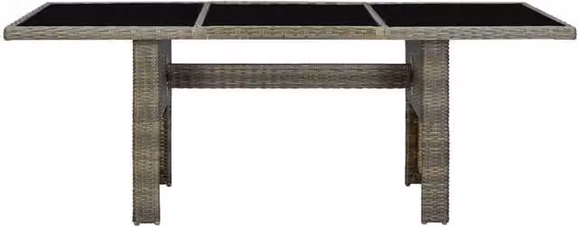 Berkfield Home Brown Poly Rattan and Tempered Glass Round Garden Table