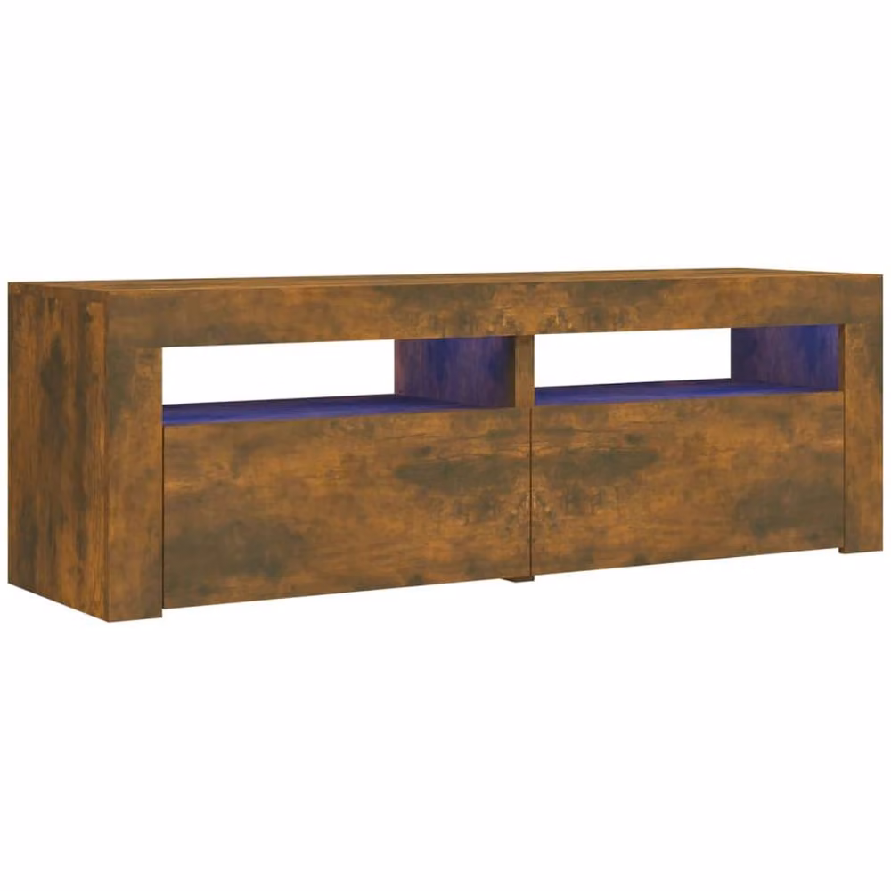 Berkfield Home Modern Smoked Oak TV Cabinet with LED Lights in Brown, W/D/H: 120 x 35 x 40 cm – 2