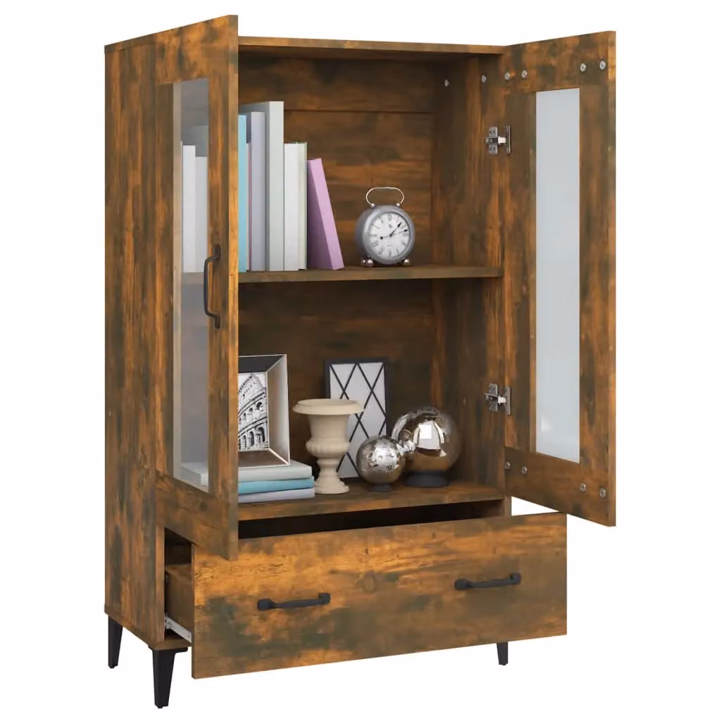 Berkfield Home Smoked Oak Highboard in Brown, W/D/H: 70 x 31 x 115 cm – 3