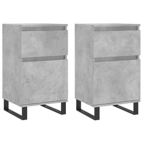 vidaXL Set of 2 Modern Sideboards in Concrete Grey, W/D/H: 40 x 35 x 70 cm