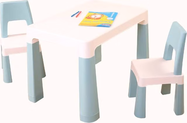 Liberty House Toys Height Adjustable Kids Table and Chairs Set in White and Green