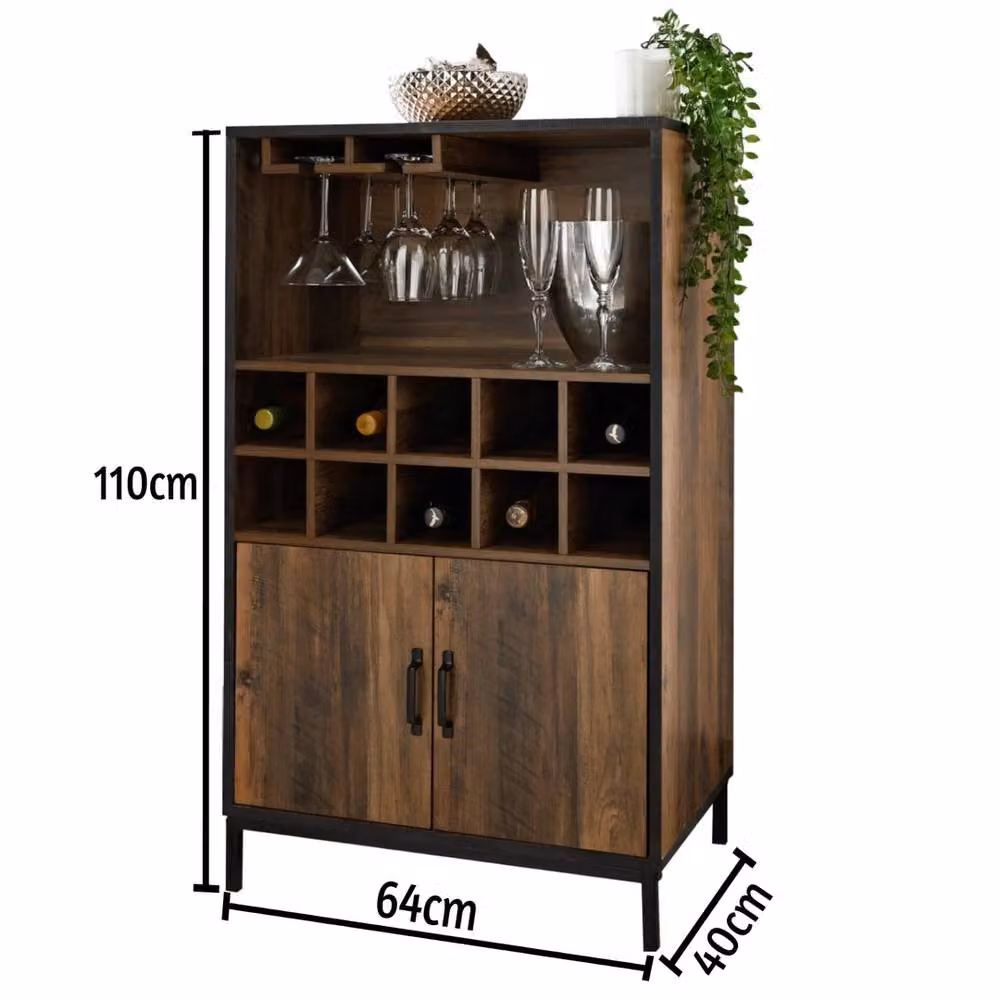 Kelvenix Industrial Wine Rack and Bar Storage Shelves in Brown and Black – 2