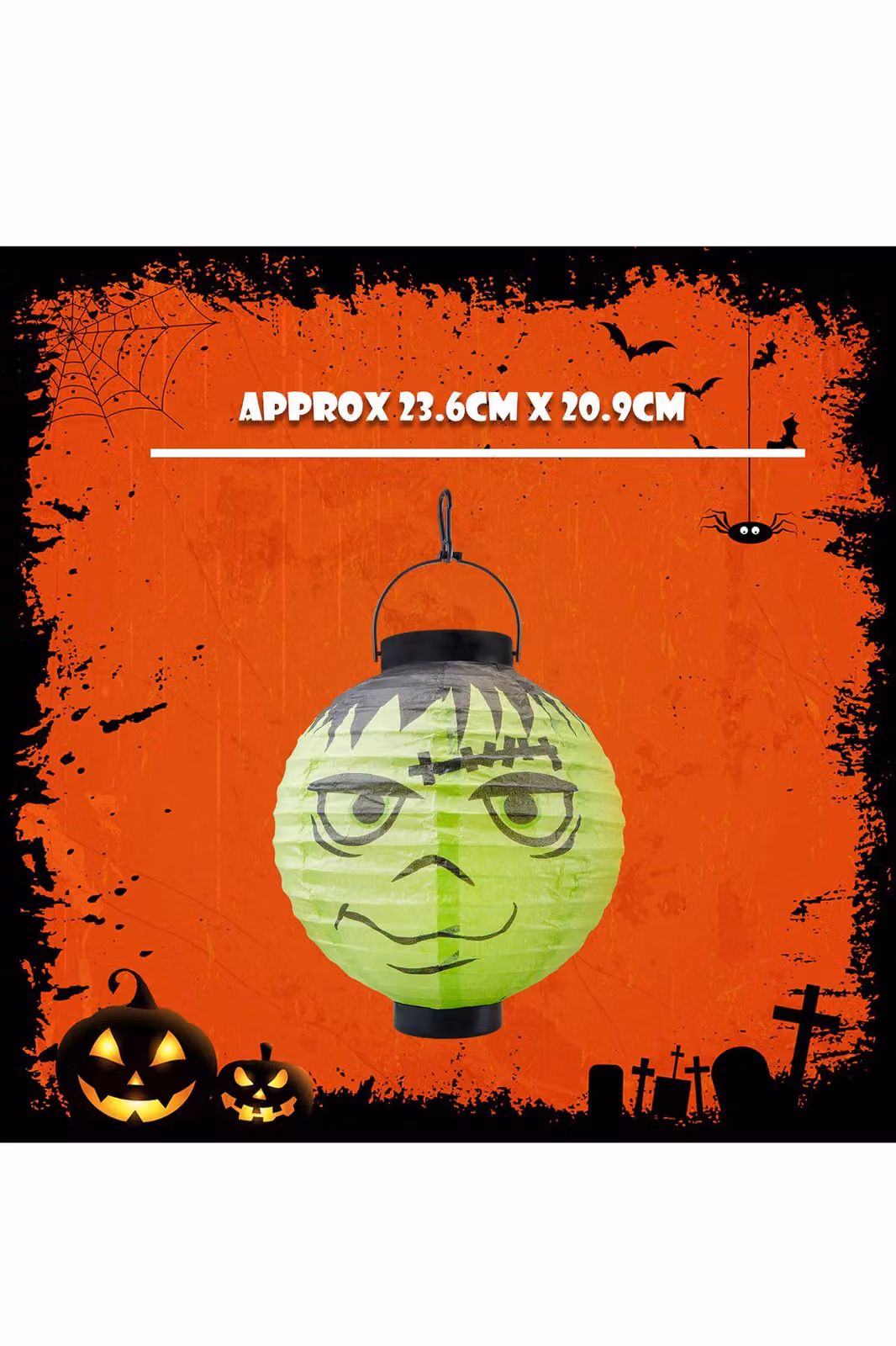 VFM e-Store Halloween Paper Lantern Pumpkin in Green, 20cm – 1