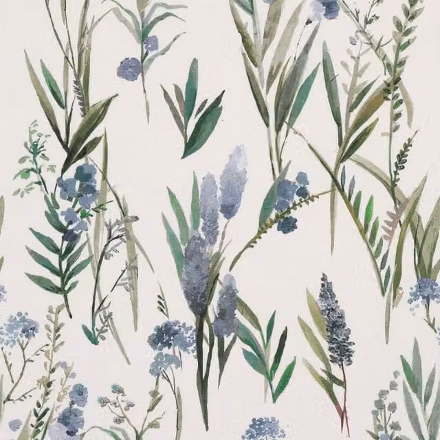 ANTE DECOR Combe Floral Cotton Fabric in Hyacinth Multicolour