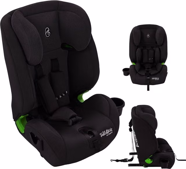 FableKids Child Car Seat with 3-Point Safety Harness and UN R129 i-Size Height-Based Safety, Black