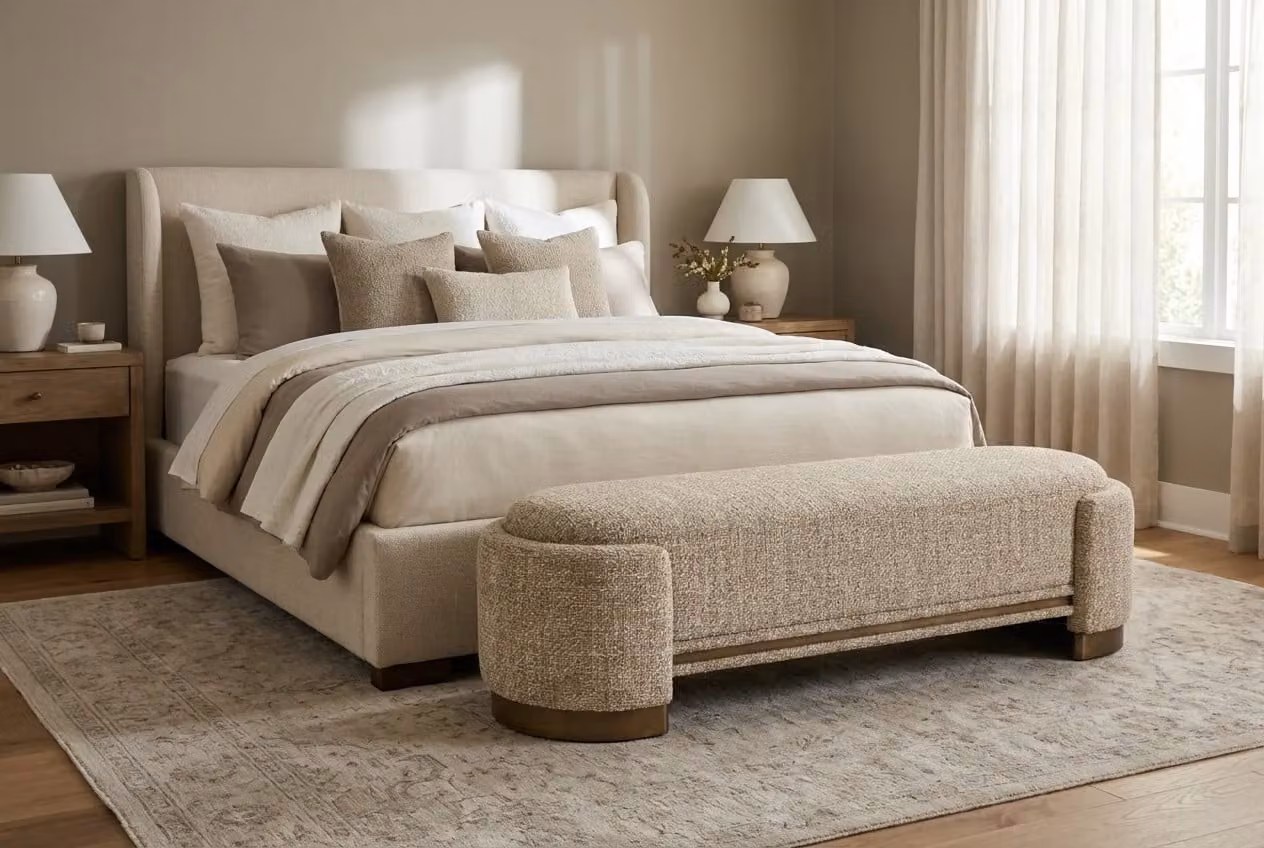 Araco Atelier Luma Wicker Bench in Beige
