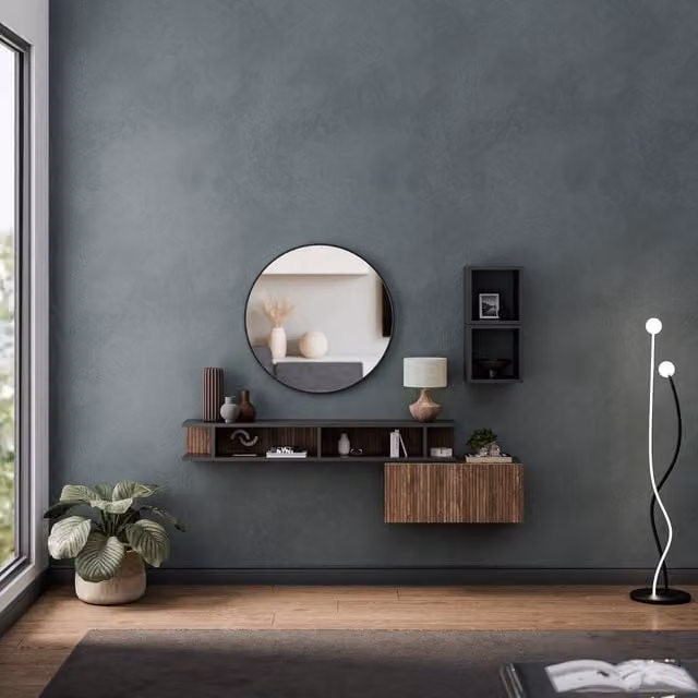 Decorotika Bari Wall Mounted Modern Entertainment Center in Black