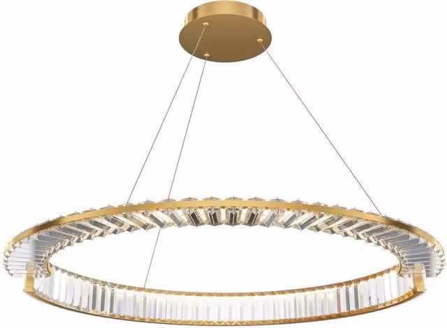 Netlighting Krone Modern 80cm Pendant Light in Gold and Brass with Crystal Shade, 3000K, 2925lm – 1