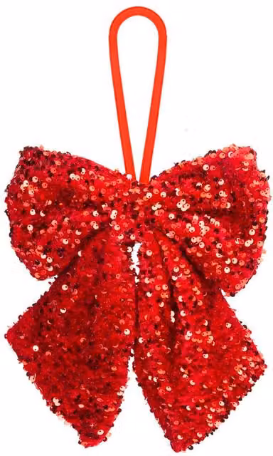 VFM e-Store Red Christmas Sequins Bow Hanging Decoration, W: 30 cm, H: 22 cm