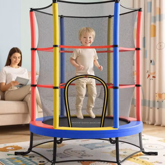 SONGMICS Red Kids Mini Trampoline with Safety Net