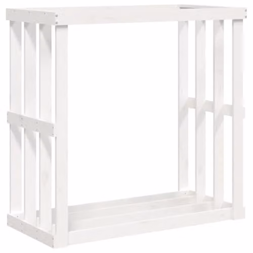 vidaXL Outdoor Log Holder in White Solid Pine Wood, W/D/H: 108 x 52 x 106 cm
