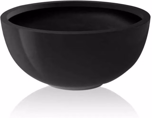 Primrose Modern Round Tabletop Bowl Planter in Black Fibreglass