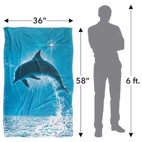 JQ Licensing Royce Mcclure Dolphin Sun Silky Touch Super Soft Fleece Throw Blanket, Blue Multicolour, W/D/H: 91 x 147 cm – 2