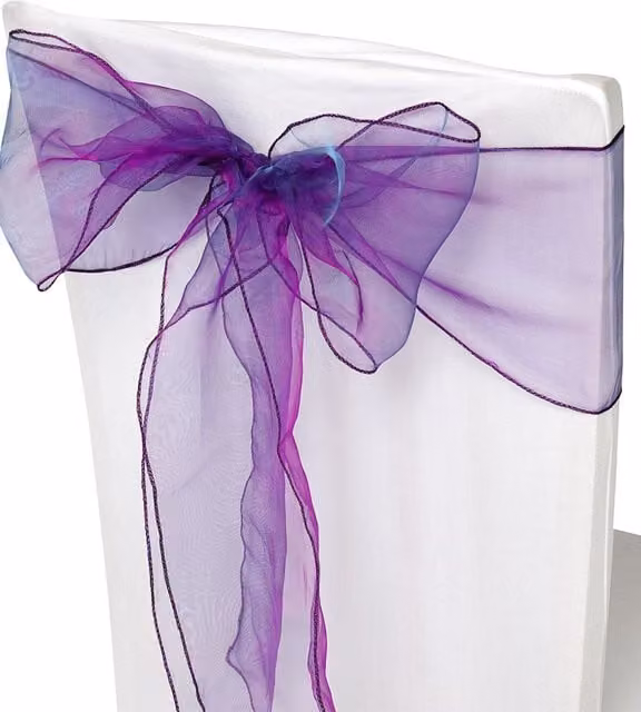 Neel Blue Organza Chair Sashes for Party Decoration, Violet, W: 17 cm x L: 280 cm