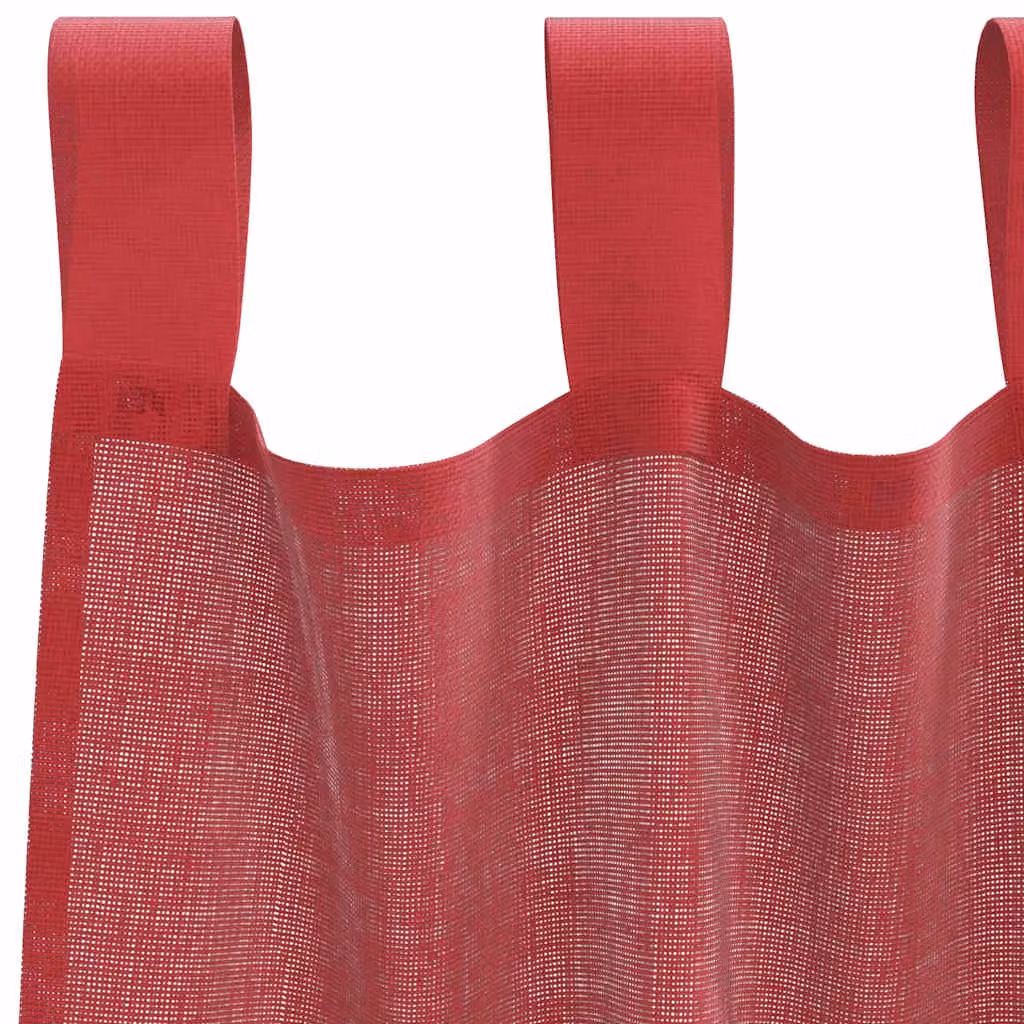 Berkfield Home Red Transparent Voile Fabric Curtains with Tabs, 2 Pack, W: 140 cm, H: 140 cm – 4