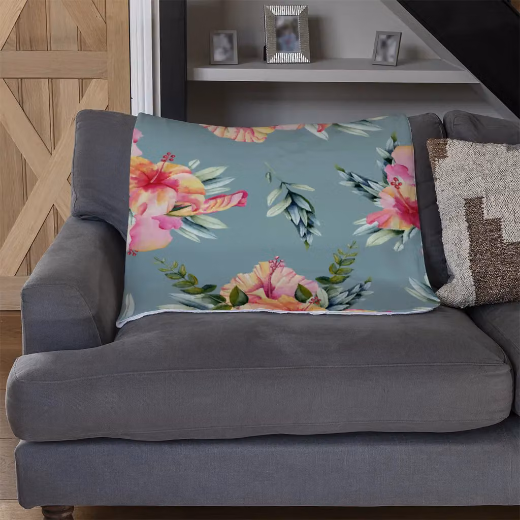 Benjamin Tate Design Pink Floral Fleece Blanket in Pink and Sand, W/D/H: 120 x 150 cm – 3
