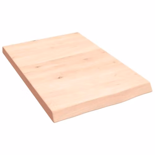 vidaXL Rustic Oak Wall Shelf, Untreated Solid Wood, Brown, W: 60 cm, D: 40 cm, H: 2-4 cm – 1
