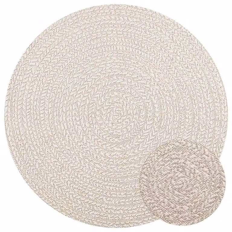 Berkfield Home Zizur Round Jute-Look Rug in Beige, Diameter: 120 cm