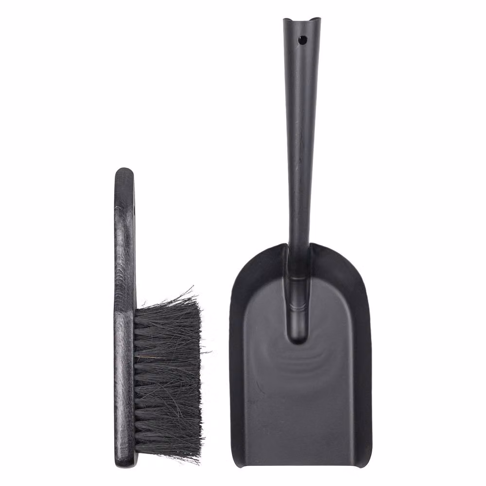 JVL Glenbeck Black Steel Dustpan and Brush Set for Fireplace and Stove Cleaning – 2