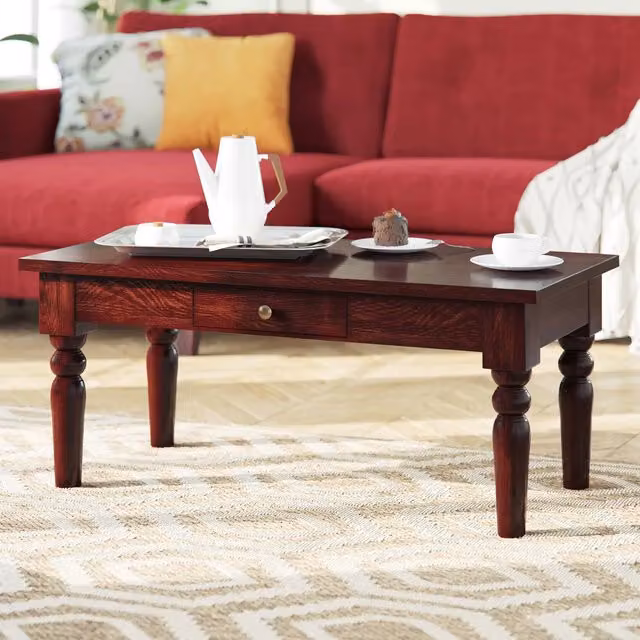 IH Design Classic Rectangular Mango Wood Coffee Table in Brown