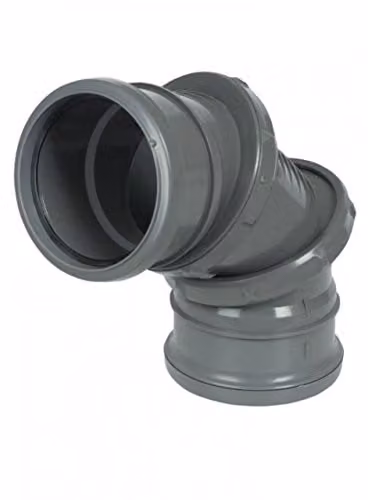 Floplast 110mm Ring Seal Soil Double Socket 90 Degree Adjustable Bend, Grey