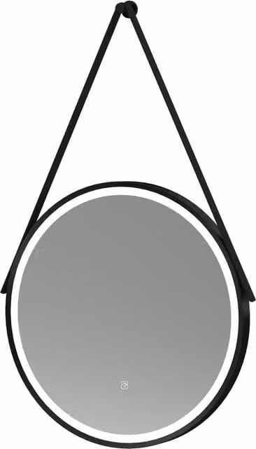 Balterley Round LED Touch Sensor Mirror with Demister Strap in Matt Black, Diameter: 60 cm